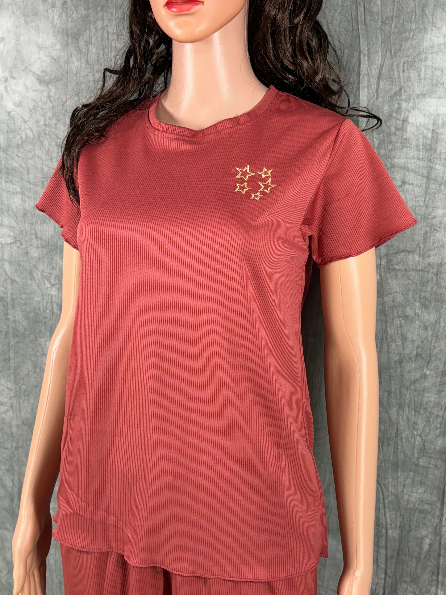 Cotton Blend Co-ord Set for Women - Brick Red