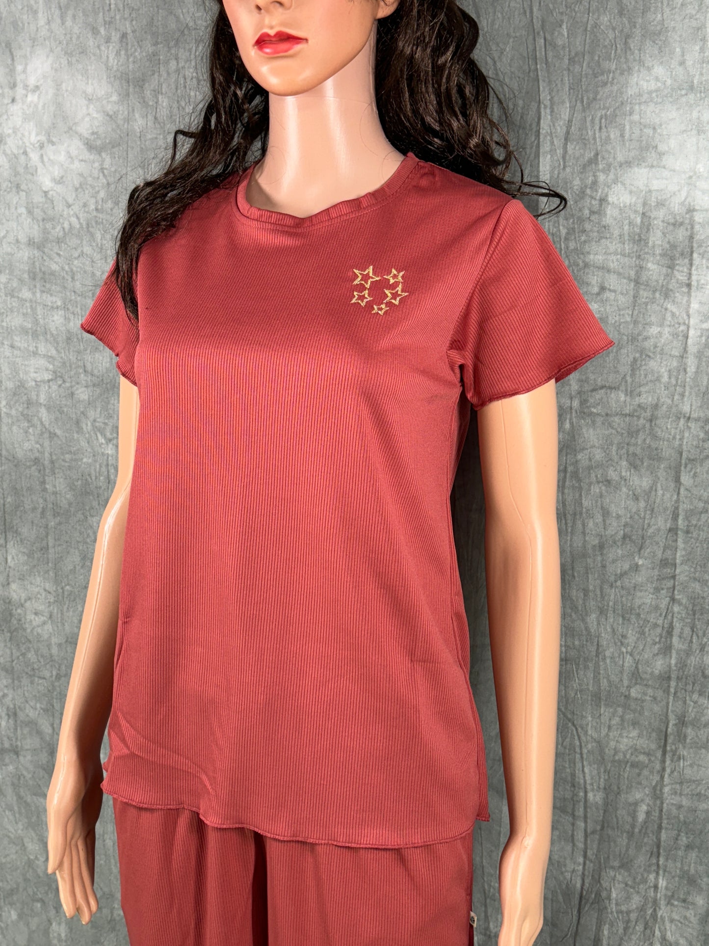 Cotton Blend Co-ord Set for Women - Brick Red