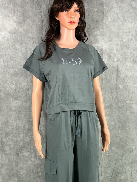 Crop Top & Cargo Pants for Women - Grey