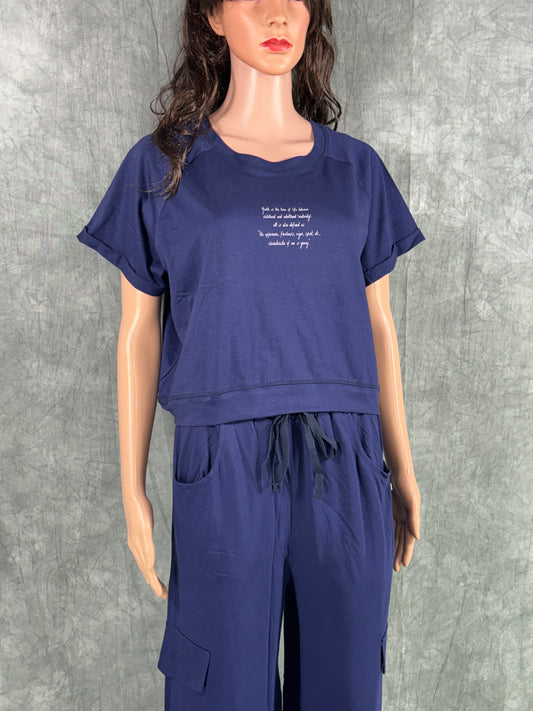 Crop Top & Cargo Pants for Women - Blue