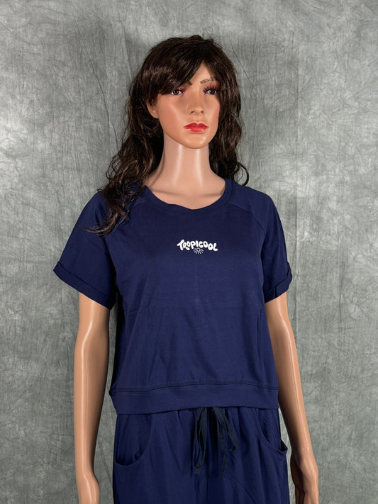 Crop Top & Cargo Pants for Women - Blue