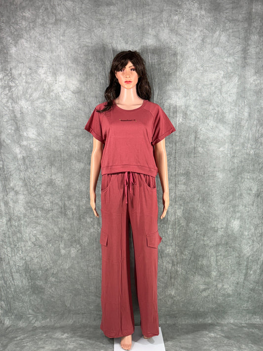 Crop Top & Cargo Pants for Women - Orange