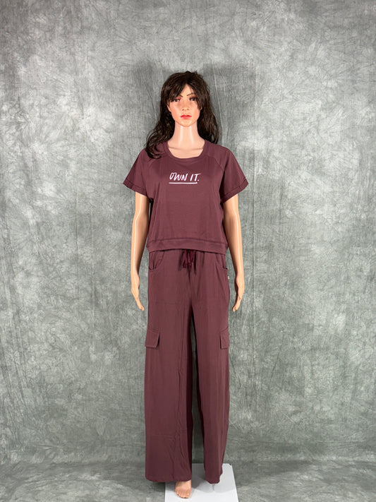 Crop Top & Cargo Pants for Women - Purple