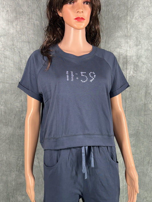 Crop Top & Cargo Pants for Women - Blue