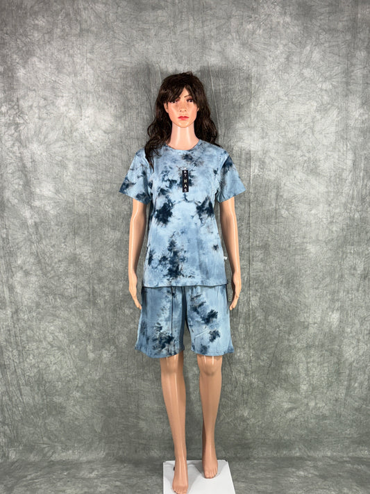 Dhriya Tie & Dye Shorts Set for Women - Blue