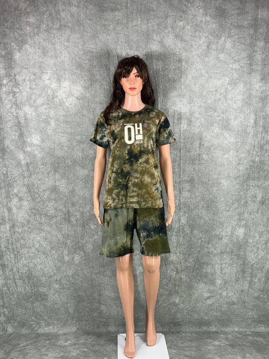 Dhriya Tie & Dye Shorts Set for Women - Green