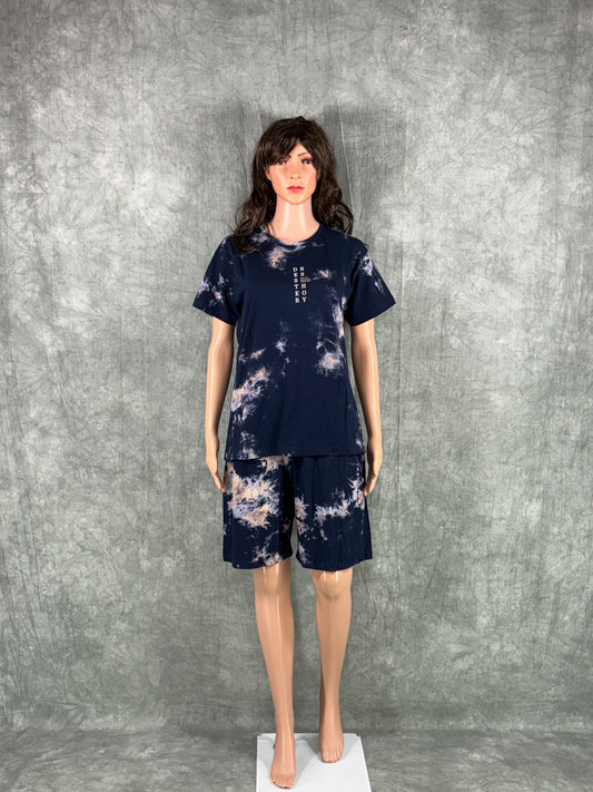 Dhriya Tie & Dye Shorts Set for Women - Blue
