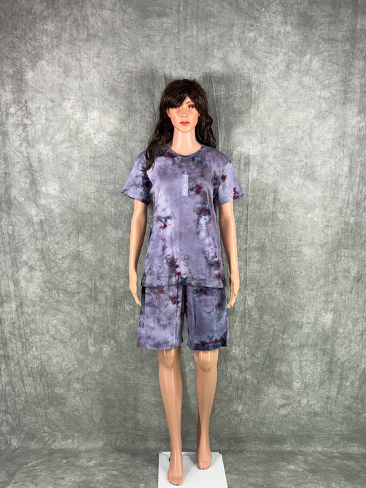 Dhriya Tie & Dye Shorts Set for Women - Purple