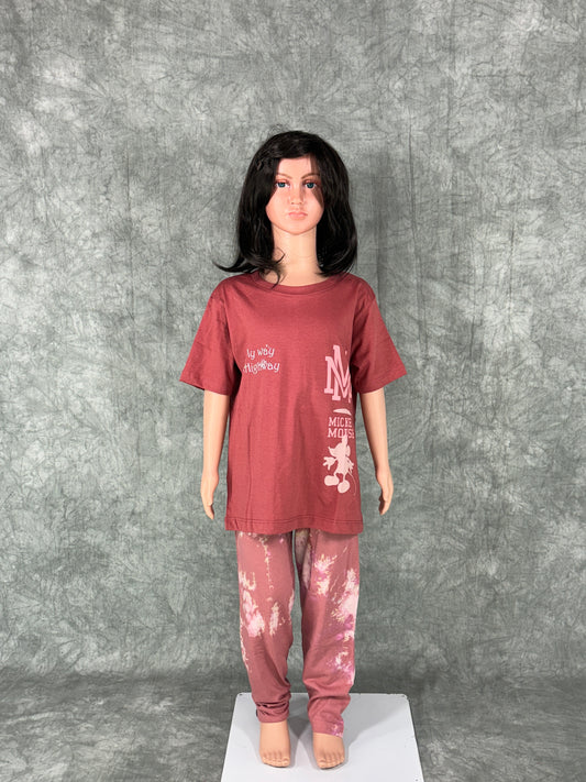 Girls Pyjama Set - Brick Red