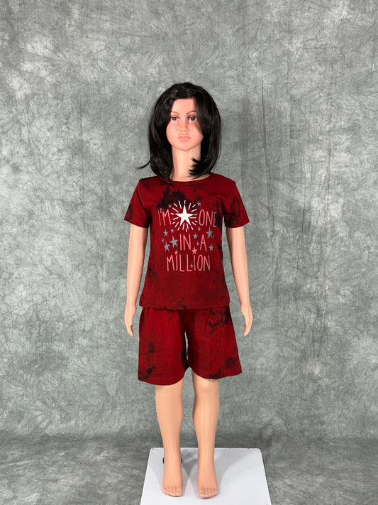 Kids Unisex Tie & Dye Shorts Set - Maroon