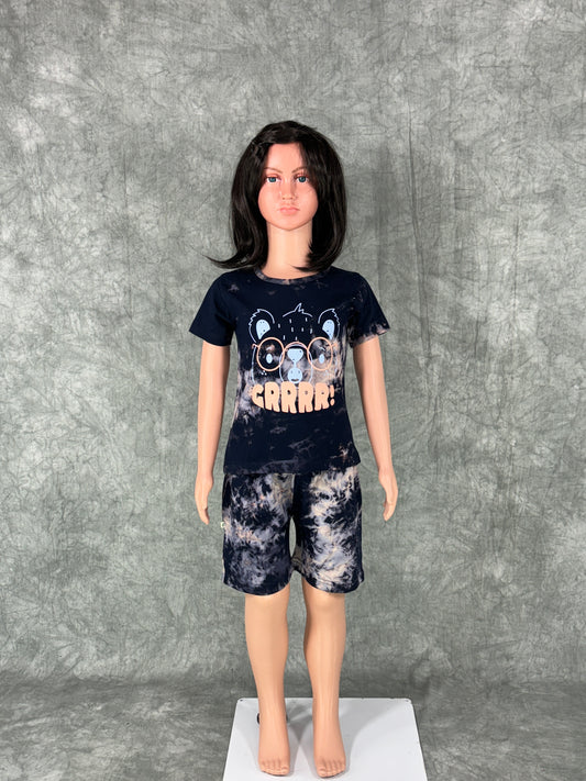 Kids Unisex Tie & Dye Shorts Set - Blue