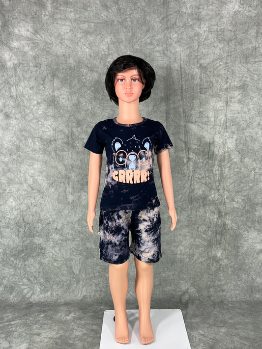 Kids Unisex Tie & Dye Shorts Set - Blue