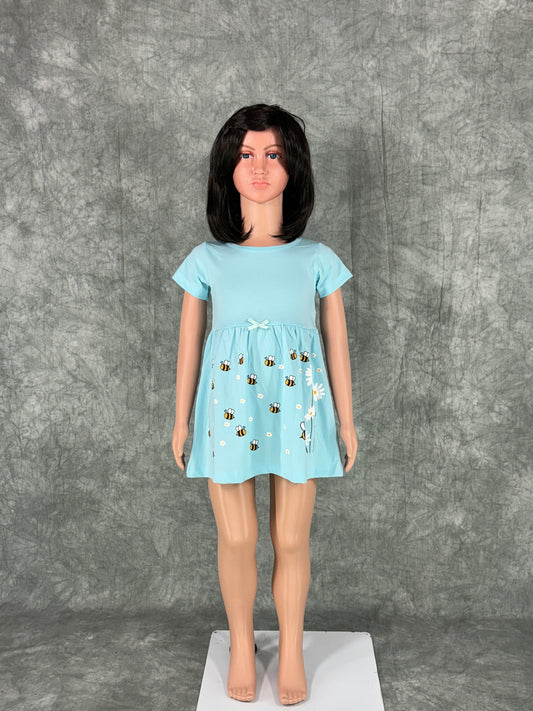 Kids Cotton Sleeve Frock - Blue