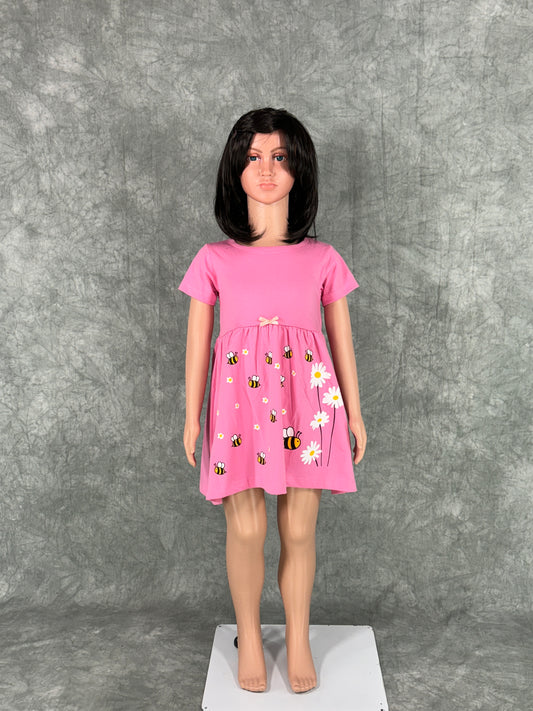 Kids Cotton Sleeve Frock - Pink