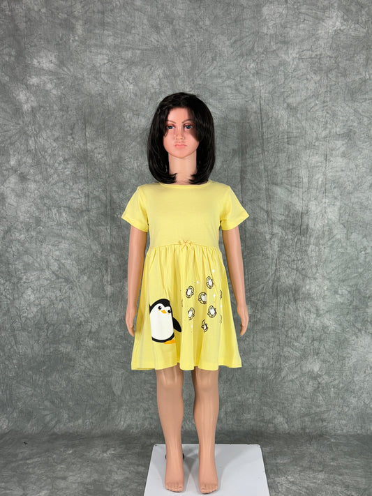 Kids Cotton Sleeve Frock - Yellow