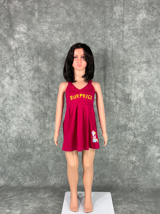 Kids Cotton Sleeveless Frock - Pink