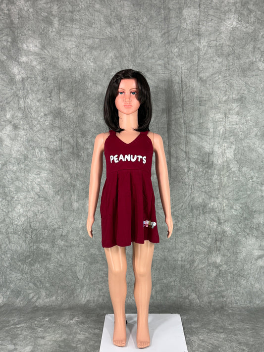 Kids Cotton Sleeveless Frock - Maroon