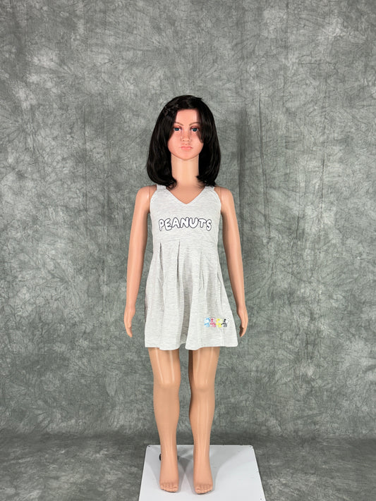 Kids Cotton Sleeveless Frock - Grey