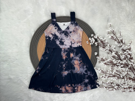 Kids Cotton Tie & Dye Frock - Blue