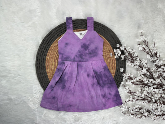 Kids Cotton Tie & Dye Frock - Lavender