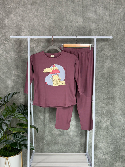 Girls Lycra Co-ord Set - Mauve