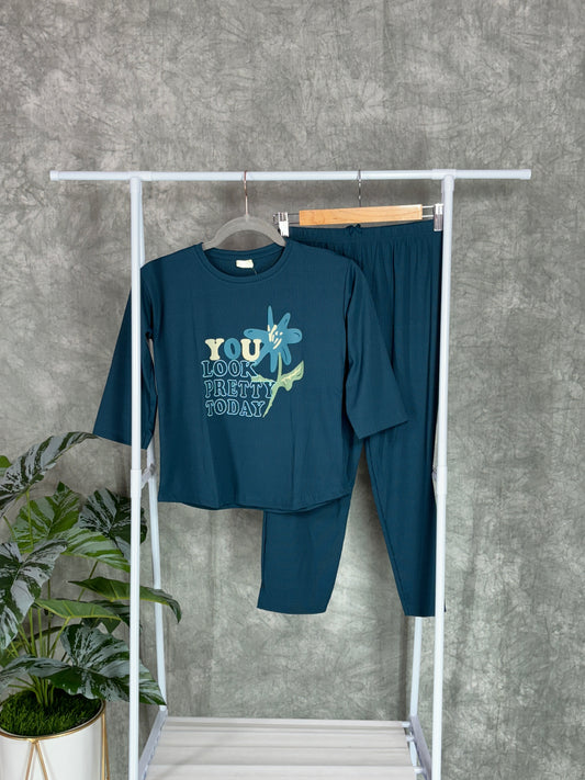 Girls Lycra Co-ord Set - Blue