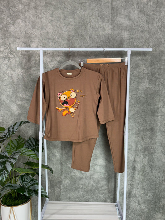 Girls Lycra Co-ord Set - Brown