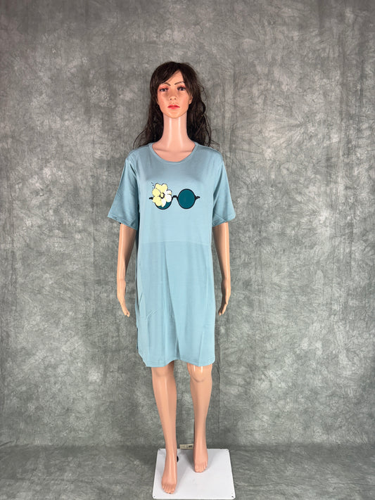 Soft Cotton Long Tee - Pastel Blue