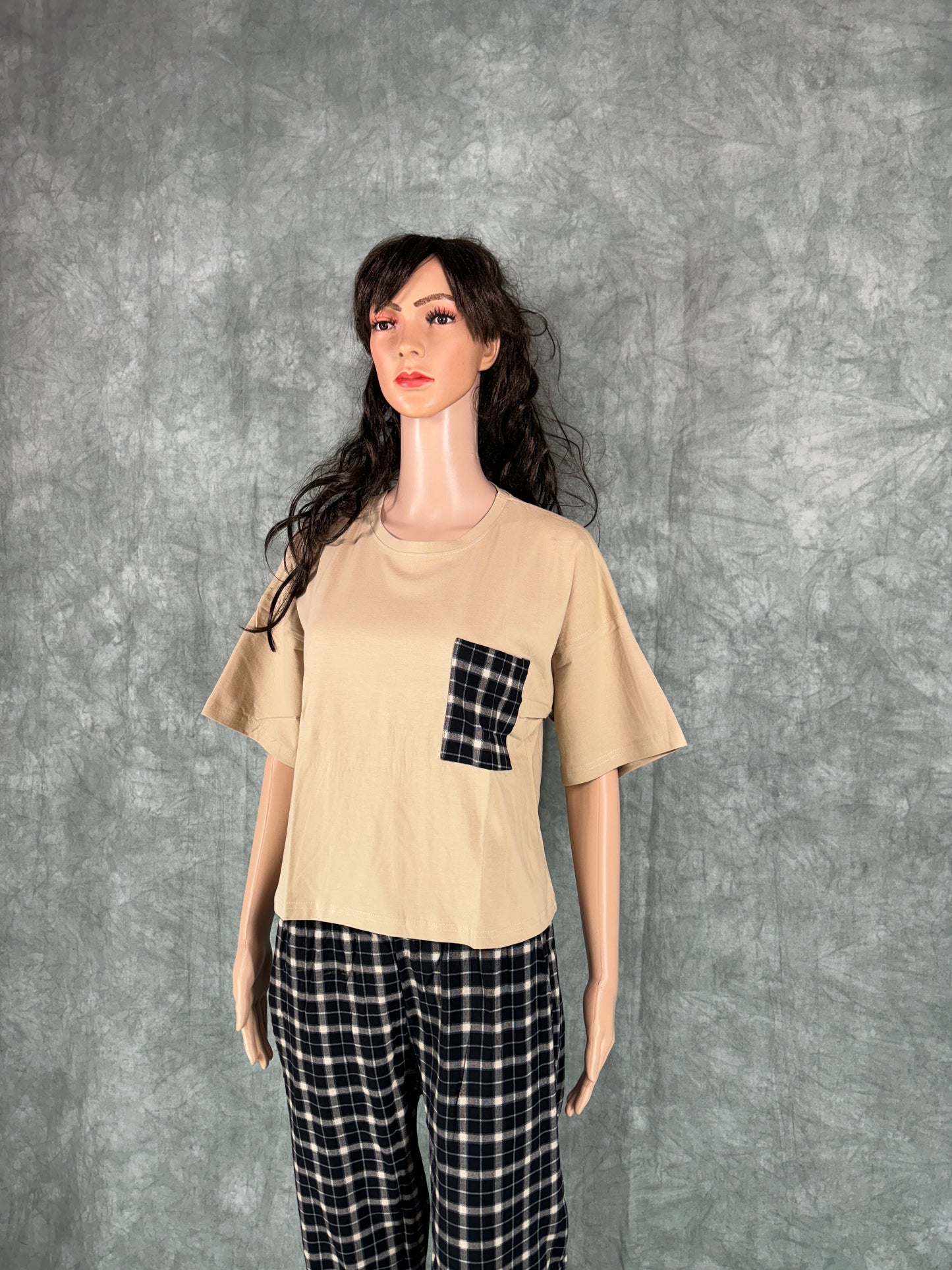 Serah Oversized T-Shirt & Pant for Women - Beige