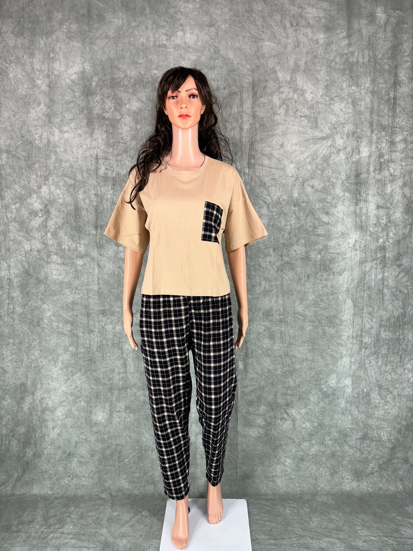 Serah Oversized T-Shirt & Pant for Women - Beige