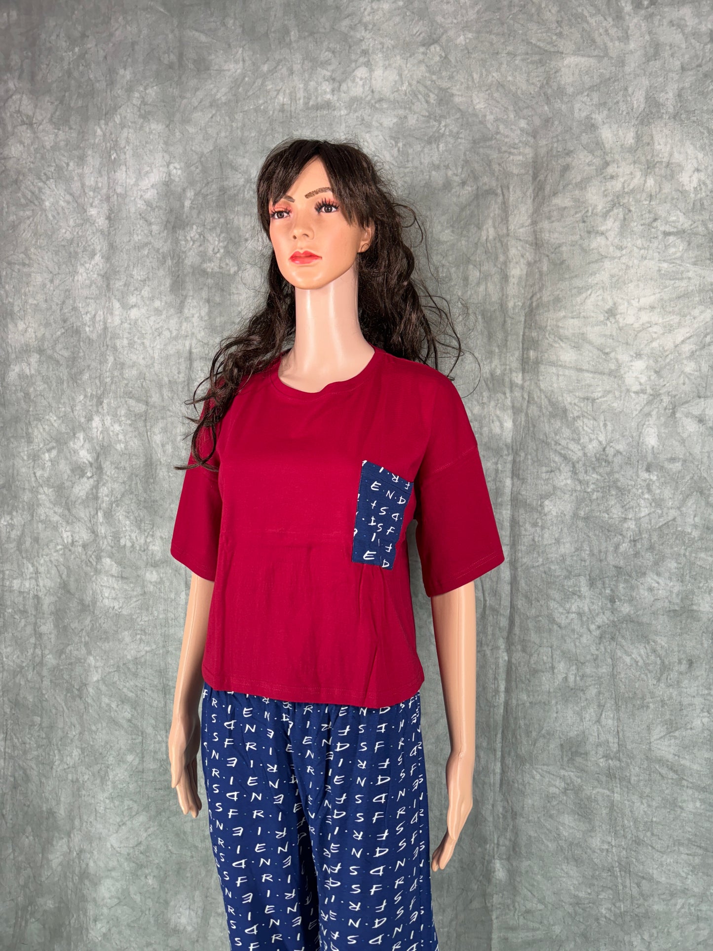Serah Oversized T-Shirt & Pant for Women - Red