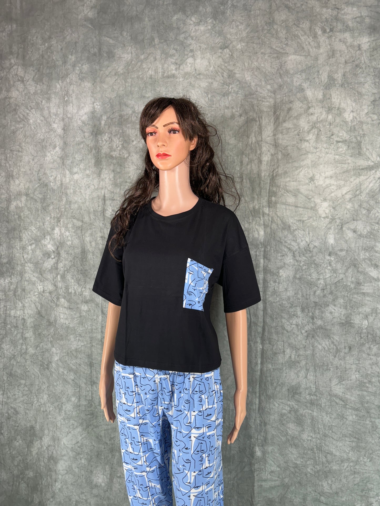 Serah Oversized T-Shirt & Pant for Women - Black