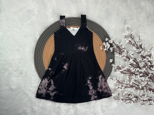 Kids Cotton Tie & Dye Frock - Black