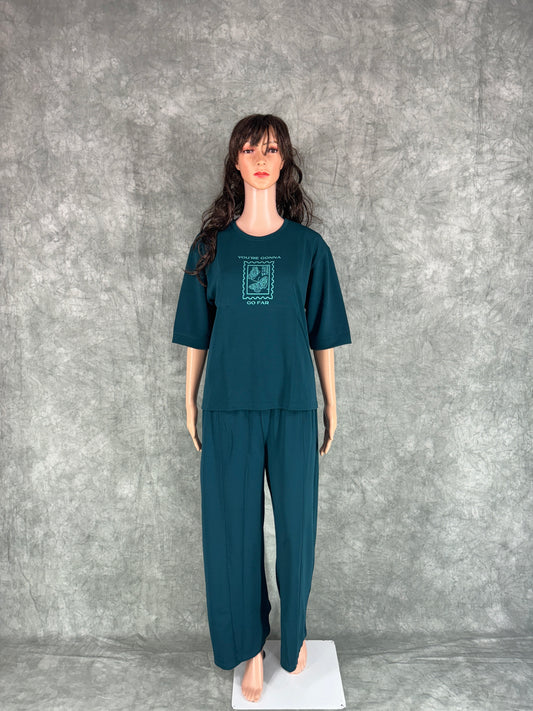 Pravya Cotton Blend Co-ord Set for Women - Green