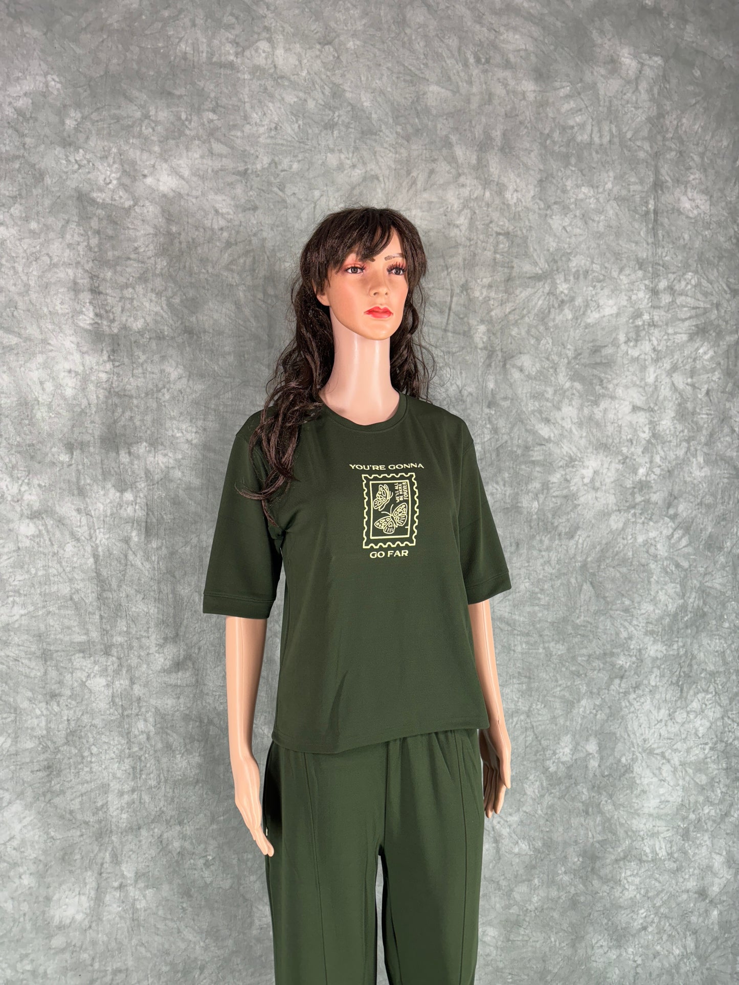 Pravya Cotton Blend Co-ord Set for Women - Olive Green