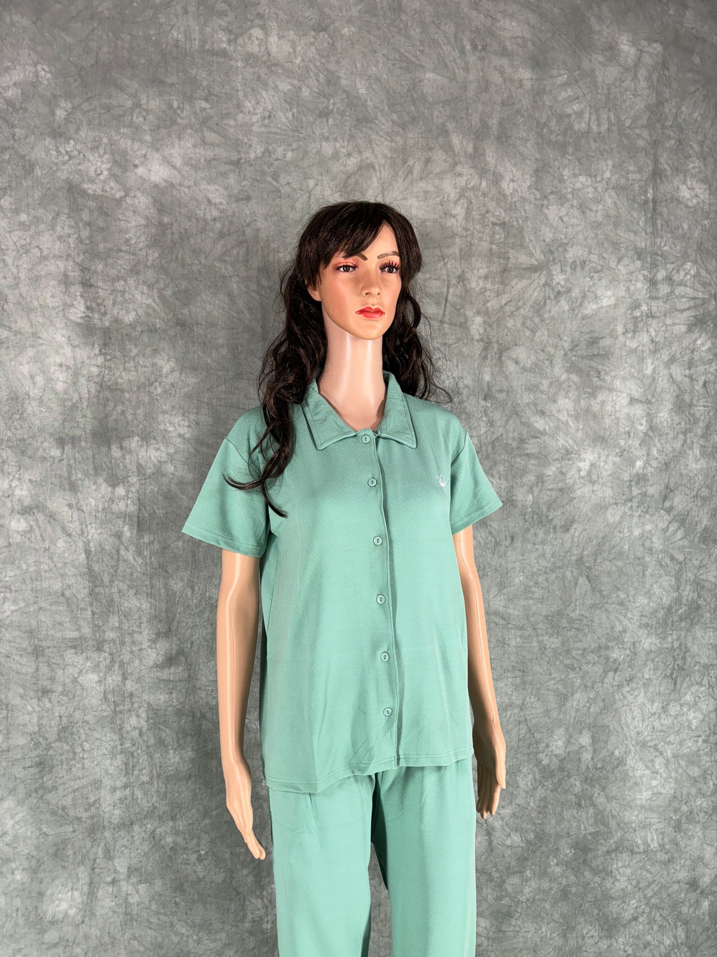 Miraya Collar Neck Capri Set for Women - Pastel Green