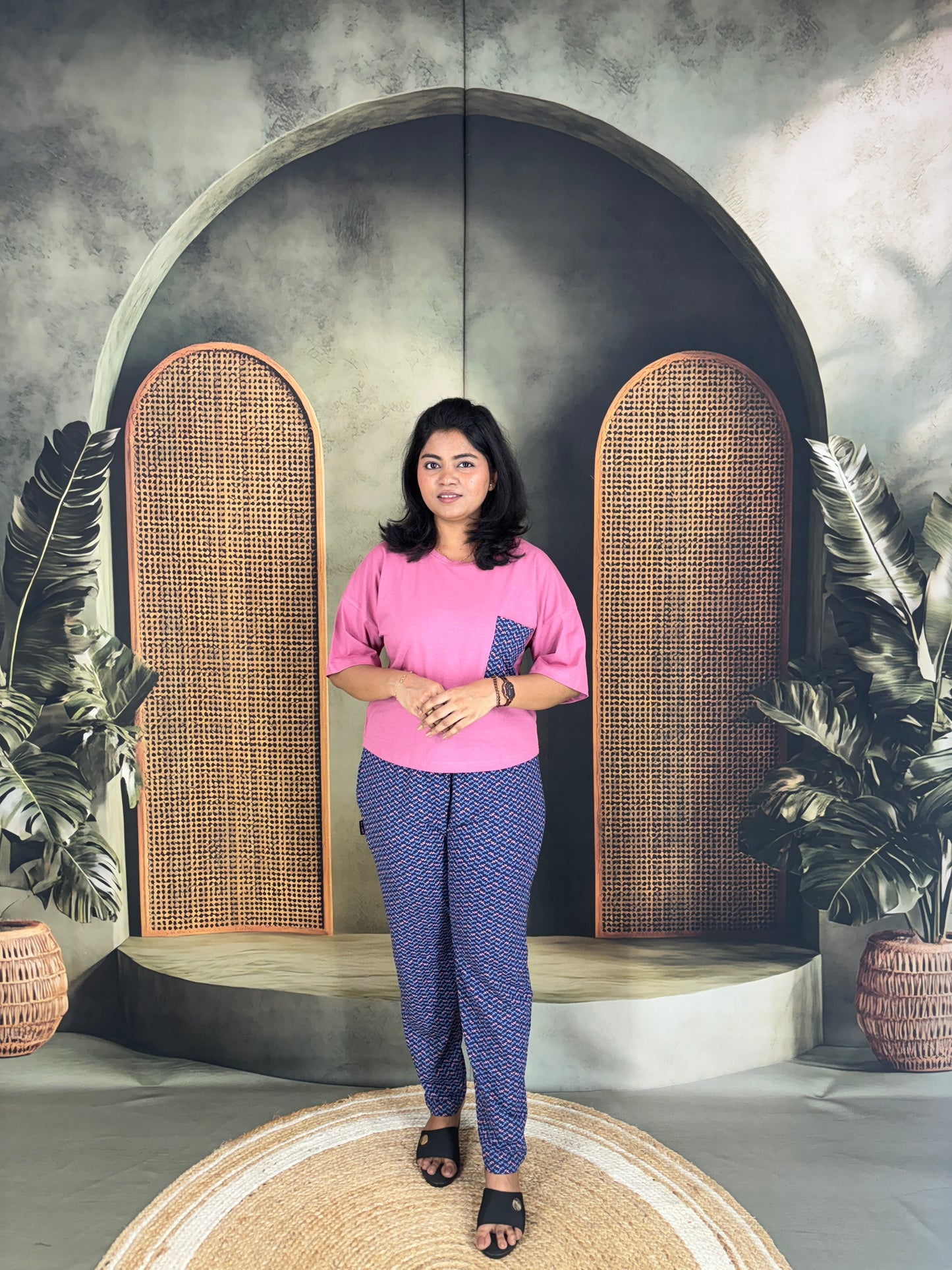Serah Oversized T-Shirt & Pant for Women - Pink