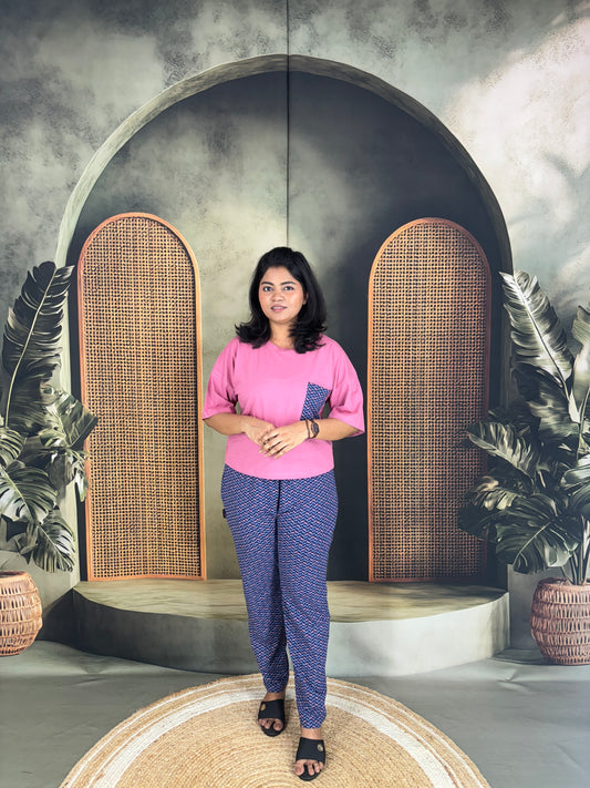 Serah Oversized T-Shirt & Pant for Women - Pink