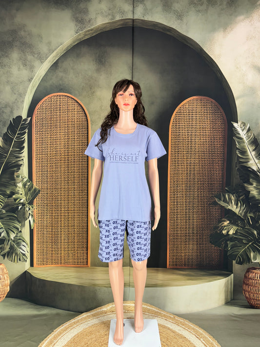 Tiya Cotton Shorts Set for Women - Lavender