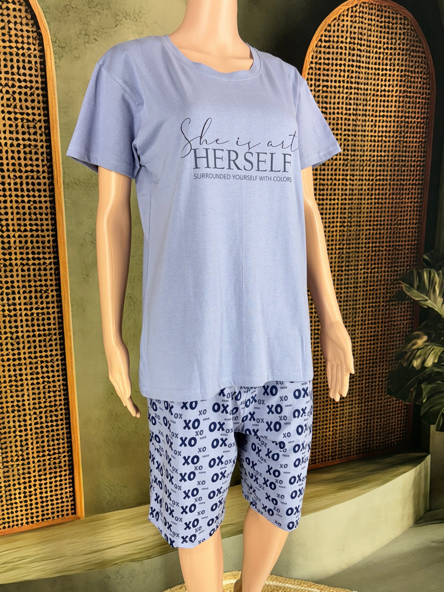 Tiya Cotton Shorts Set for Women - Lavender