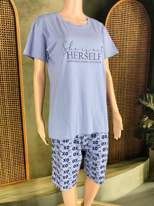 Tiya Cotton Shorts Set for Women - Lavender
