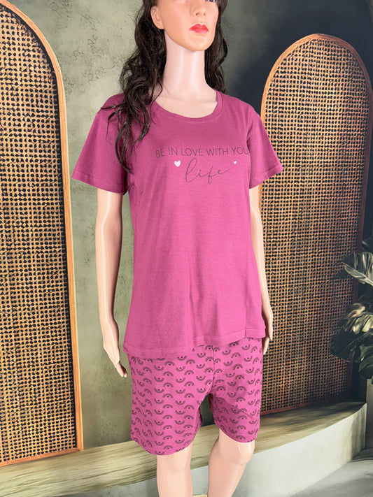 Tiya Cotton Shorts Set for Women - Pink