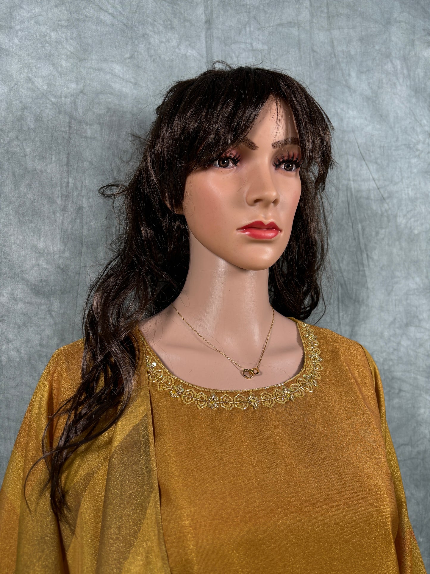 Shanaya - Roman Silk Hand Work Kurta with Dupatta and Pant - Mustard Yellow