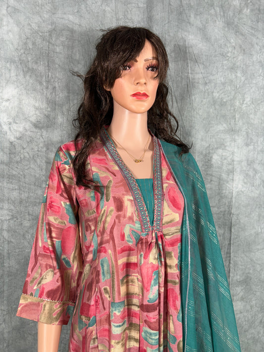 Tanya - Viscose Silk A-line Kurta With Pant and Dupatta