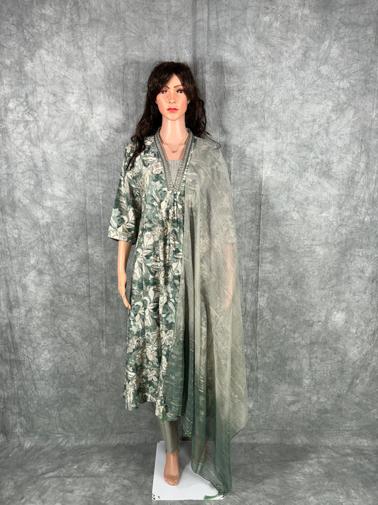 Inaya - Viscose Silk A-line Kurta with Pant and Dupatta