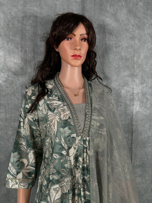 Inaya - Viscose Silk A-line Kurta with Pant and Dupatta