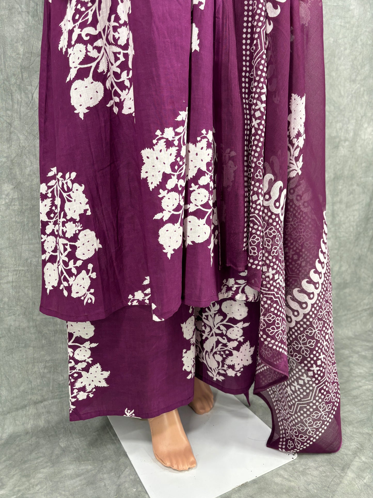 Rithanya - Floral Printed Cotton Kurta with Pant and Dupatta