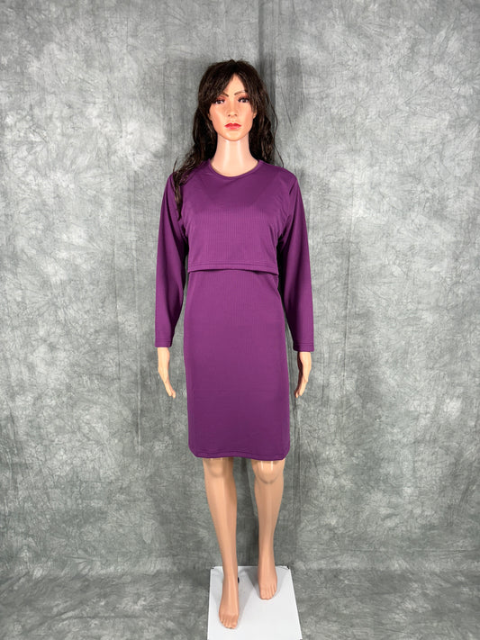 Maternity A-Line Dress - Purple