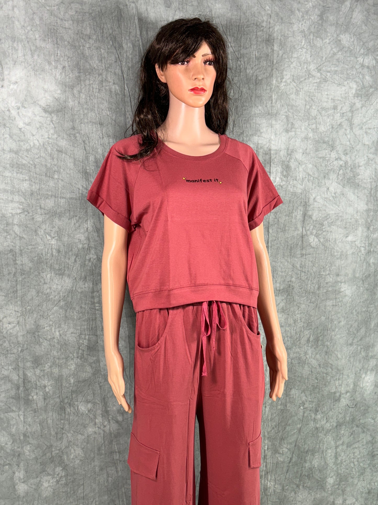 Crop Top & Cargo Pants for Women - Orange