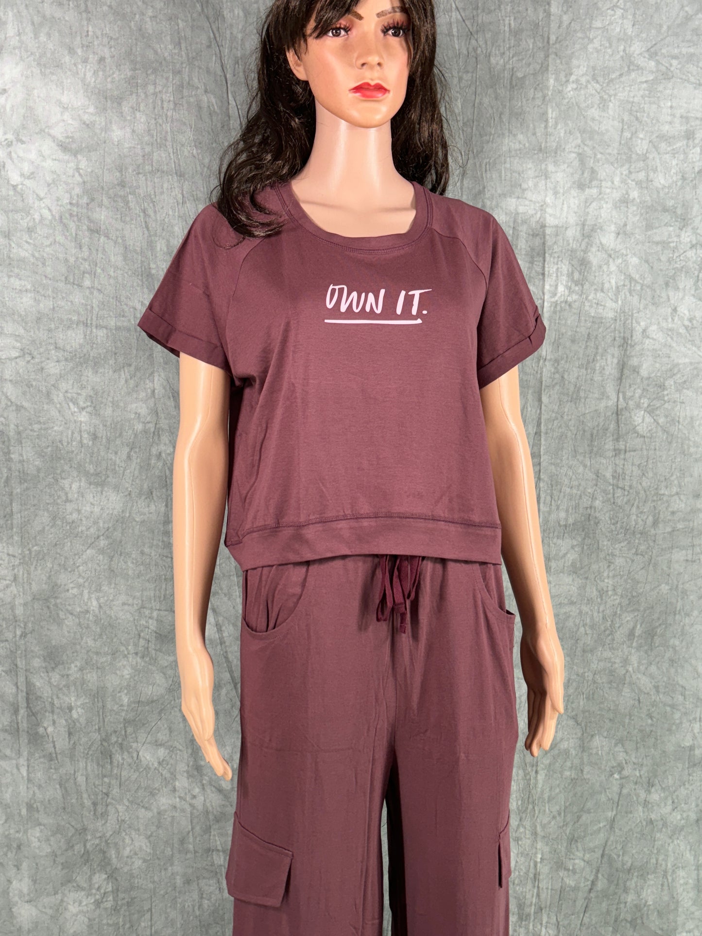 Crop Top & Cargo Pants for Women - Purple